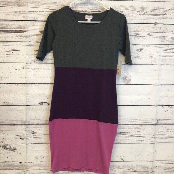 Lularoe‎ Colorblock mauve plum gray Julia dress Women’s Size XS - Picture 2 of 6